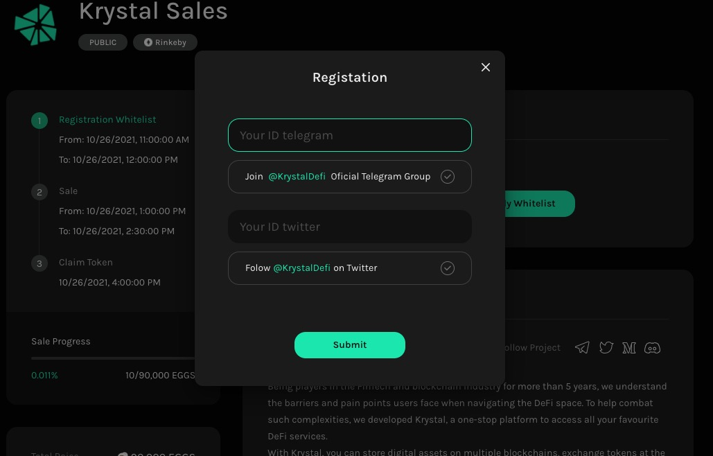 Hướng dẫn cách tham gia IDO/IGO trên sàn KrystalGO Hướng dẫn cách tham gia IDO/IGO trên sàn KrystalGO