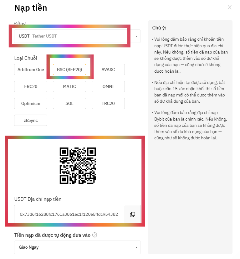Hướng dẫn cách rút tiền, nạp coin USDT, BTC lên sàn ByBit [Phần 2]