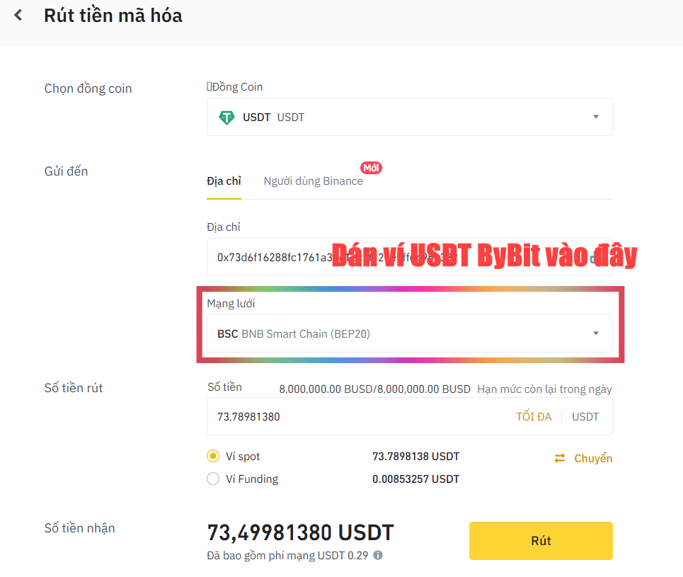Hướng dẫn cách rút tiền, nạp coin USDT, BTC lên sàn ByBit [Phần 2]